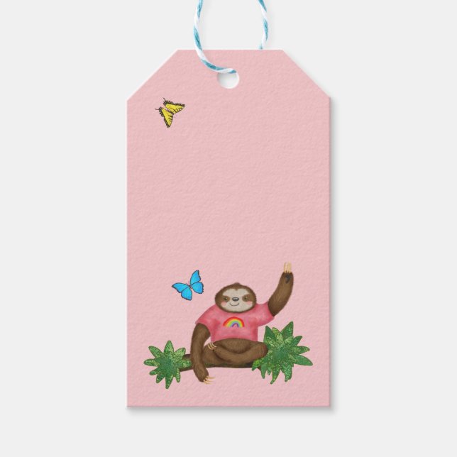 Stanley Sloth und Freunde rosa Geschenkmarke Geschenkanhänger (Vorderseite)