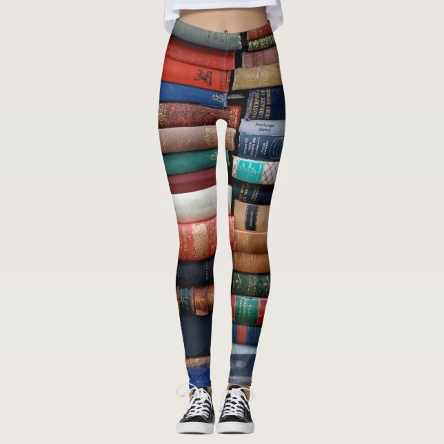Stapel alter Bücher Bibliothek Leggings (Vorderseite)