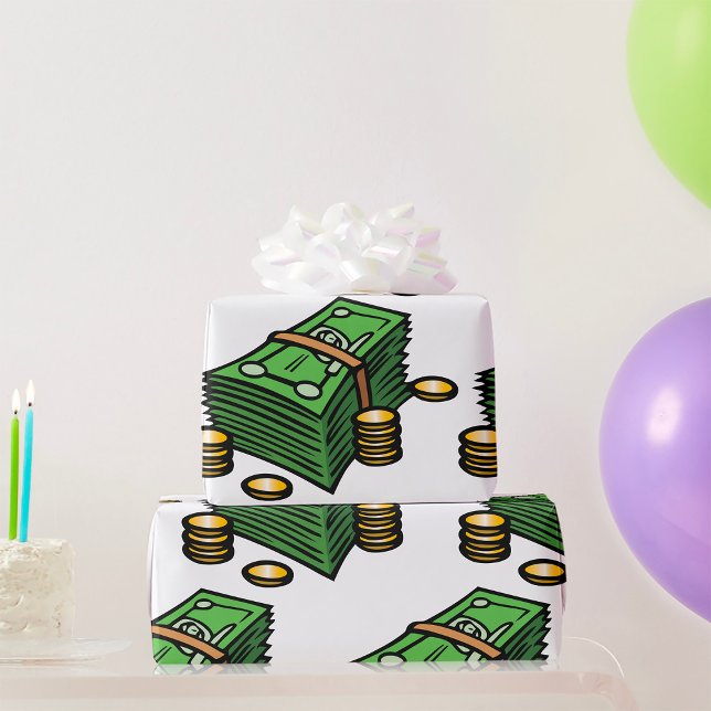 Stapel Bargeld mit Münzen Geld Geschenkpapier (Von Creator hochgeladen)