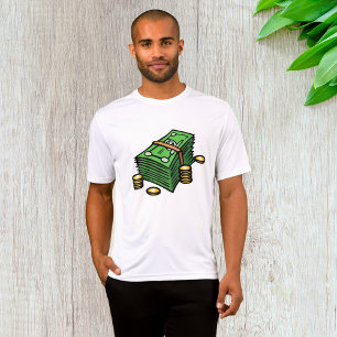 Stapel Bargeld mit Münzen Geld T-Shirt
