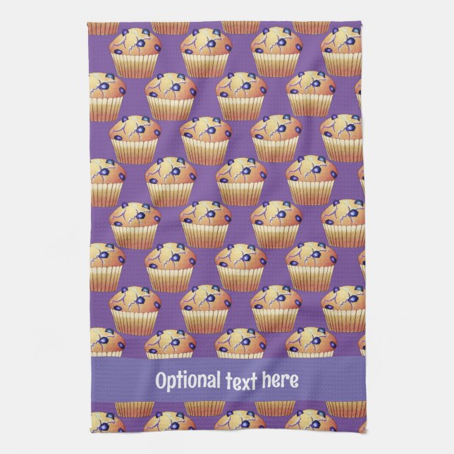 Stapel Blueberry-Aroma-Muffins mit eigenem Text Geschirrtuch (Vertikal)