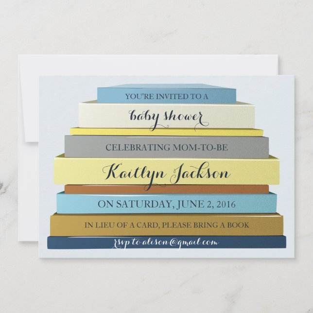 Stapel Bücher Baby Shower Einladung (Vorderseite)
