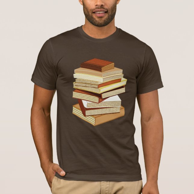 Stapel Bücher - Beige T-Shirt (Vorderseite)