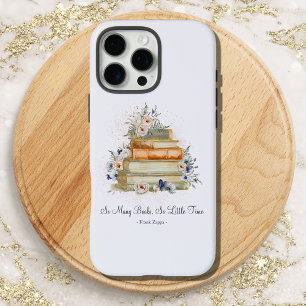 Stapel Bücher Zitat Vintage Beige Blaue Blumen iPhone 16 Pro Max Hülle