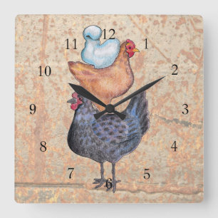 Stapel der Huhn-Wanduhr Quadratische Wanduhr