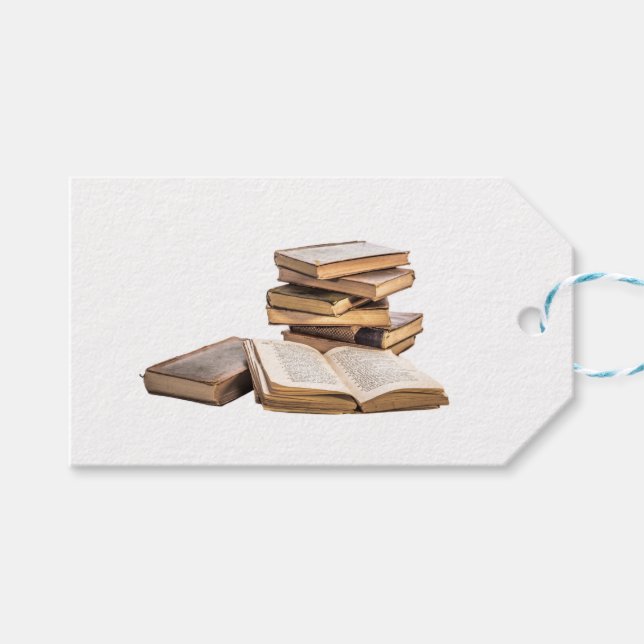 Stapel Vintager Bücher Geschenkanhänger (Vorderseite (Horizontal))