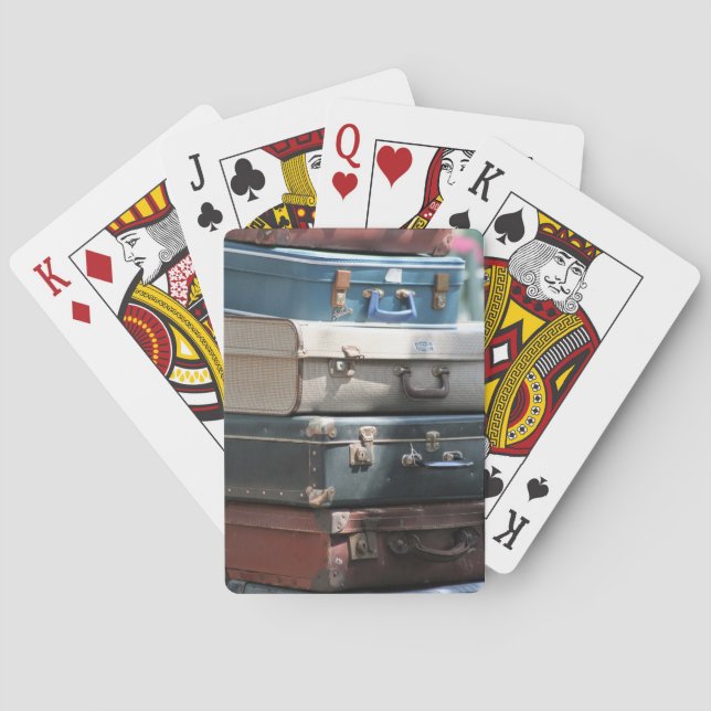 Stapel Vintager Koffer Spielkarten (Rückseite)