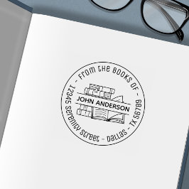 Stapel von Büchern - Round-Address-Buchzeichen 3 Permastempel