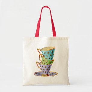 Stapel von drei Vintagen Teacups Tragetasche