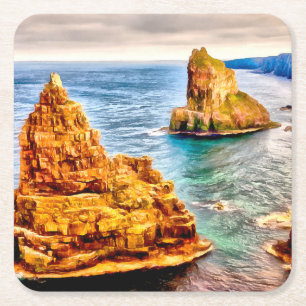 Stapel von Duncansby-Scotland-Malereien Rechteckiger Pappuntersetzer