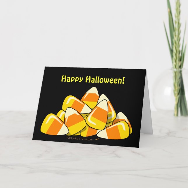 Stapel von Süßigkeits-Mais-Halloween-Schablone Karte (Vorderseite)