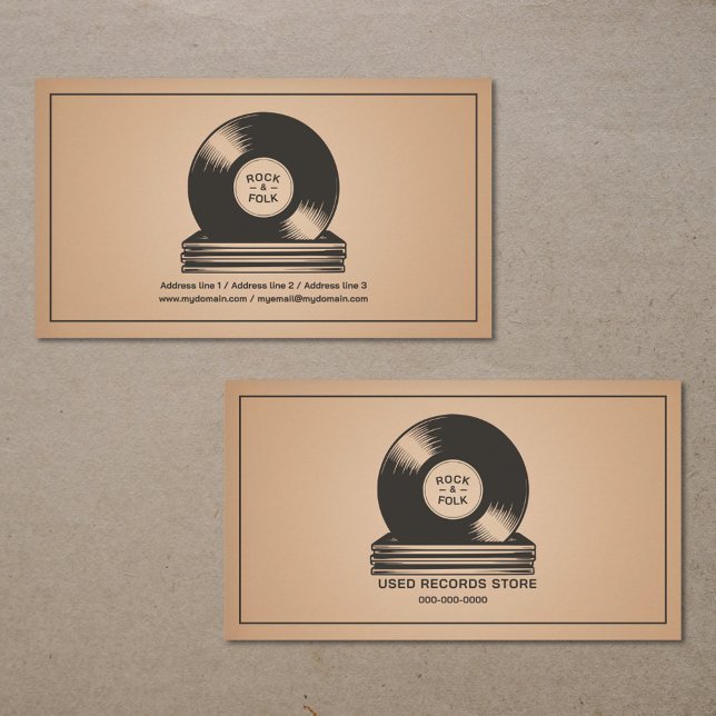 Stapel von Vinyl-Schallplatten Visitenkarte (Stack of Vinyl Records Business Card)