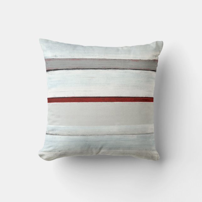 "Staplungs" rotes und schwarzes abstraktes Kissen (Vorderseite)