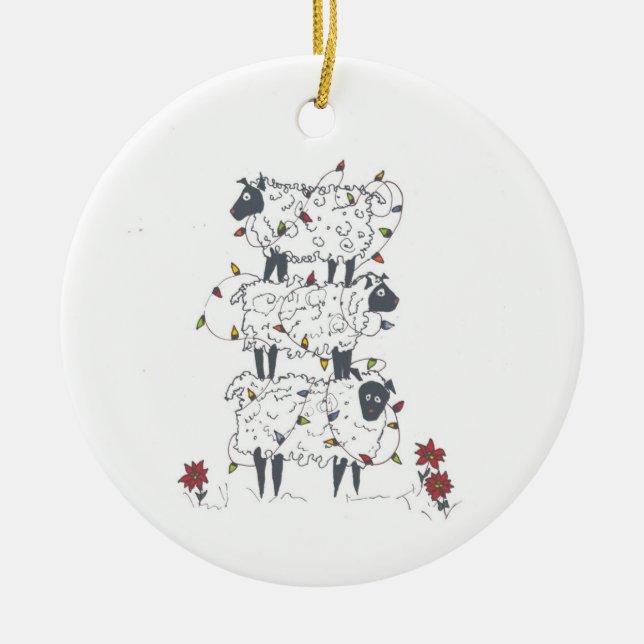 Staplungsschafe am Weihnachten Keramikornament (Vorne)