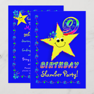 Star 9. Geburtstagsschlummerzeit Party Einladung