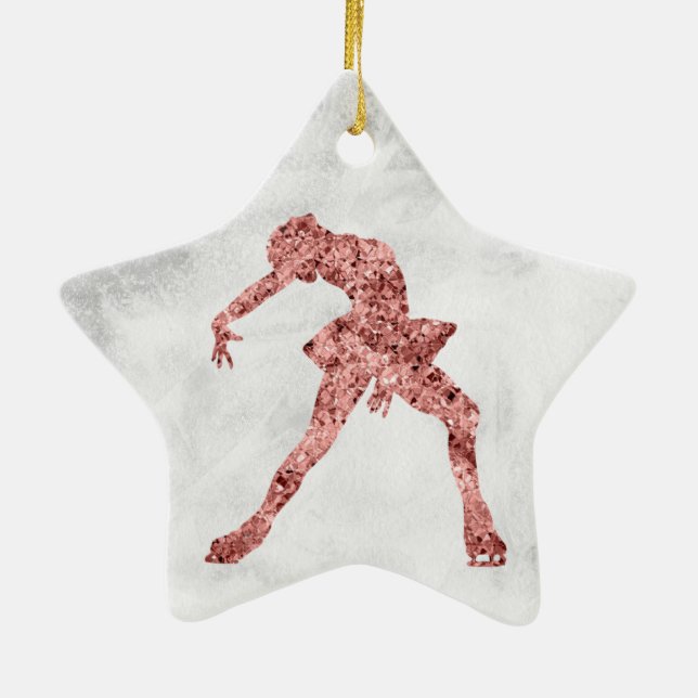 Star-Abbildung-Skaten-Ornament - Rose-Gold (weibli Keramik Ornament (Hinten)
