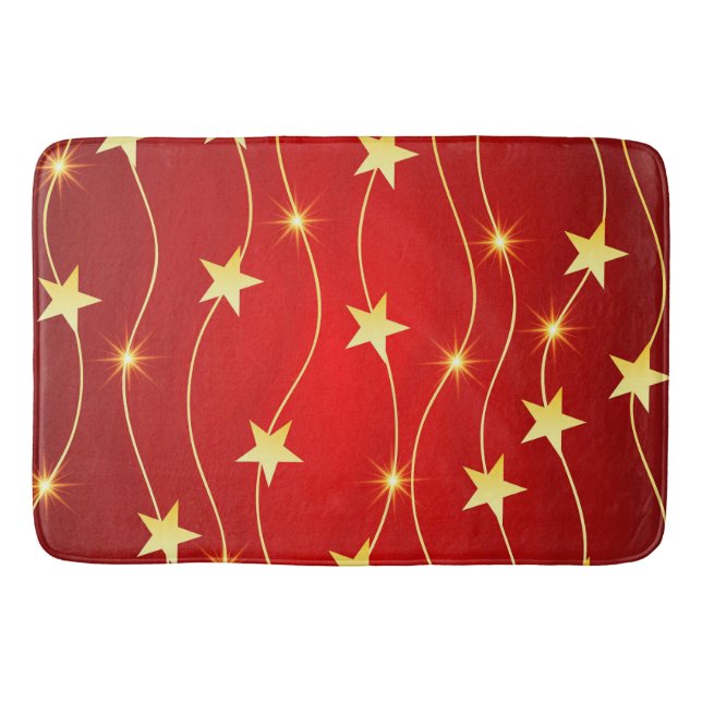 Star Adorned Ruby Red Pattern Badematte (Vorderseite)