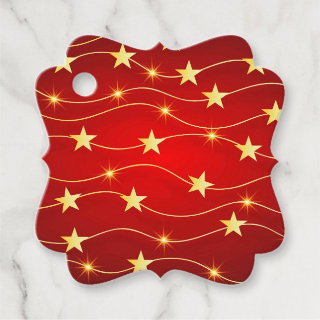 Star Adorned Ruby Red Pattern Geschenkanhänger (Vorderseite)