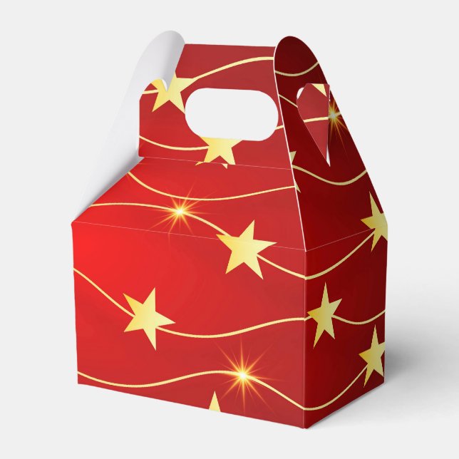 Star Adorned Ruby Red Pattern Geschenkschachtel (Vorderseite)