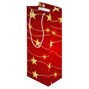 Star Adorned Ruby Red Pattern Geschenktüte Für Weinflaschen