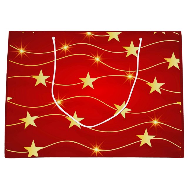 Star Adorned Ruby Red Pattern Große Geschenktüte (Vorderseite)