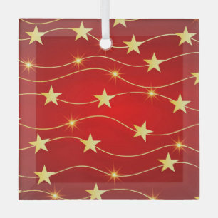 Star Adorned Ruby Red Pattern Ornament Aus Glas
