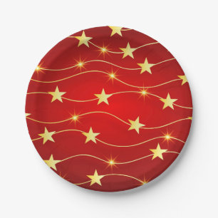 Star Adorned Ruby Red Pattern Pappteller