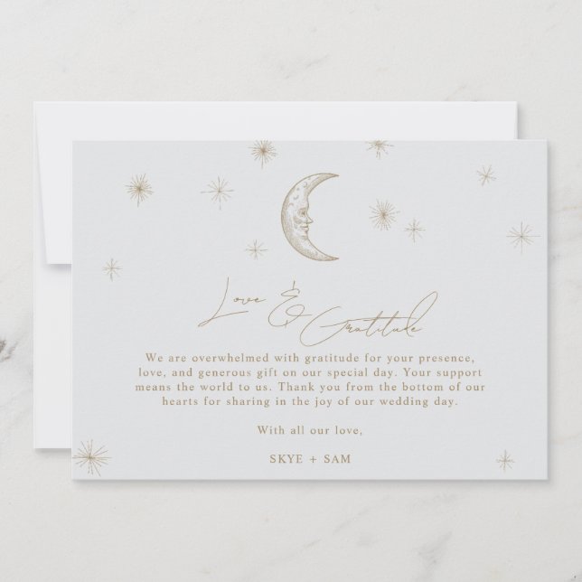 Star and Moon Celestial Wedding Photo Thank You  Dankeskarte (Vorderseite)
