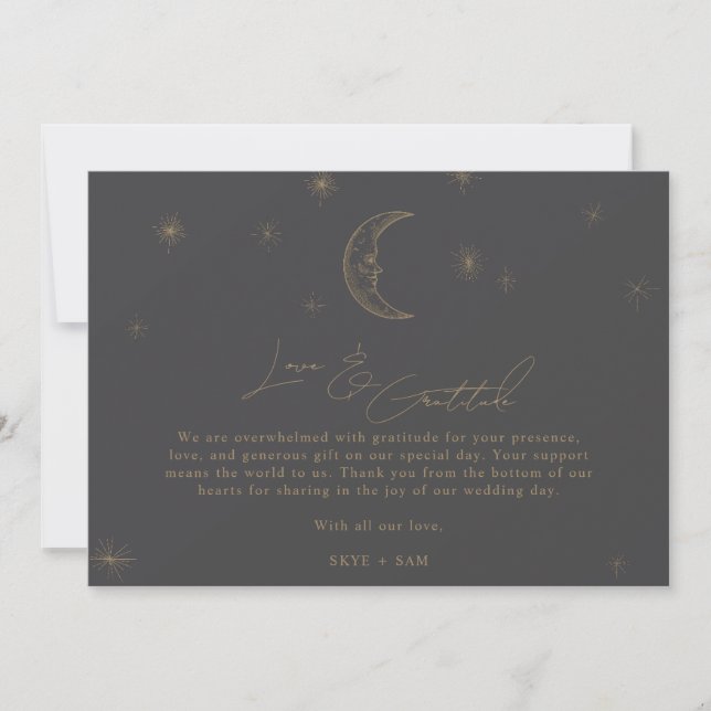 Star and Moon Celestial Wedding Photo Thank You  Dankeskarte (Vorderseite)