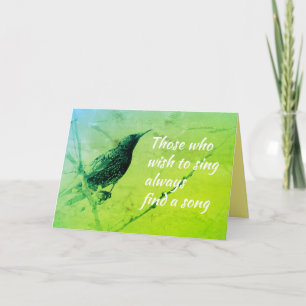 Star auf einem Baumzweig im Mai singt Zitat Karte