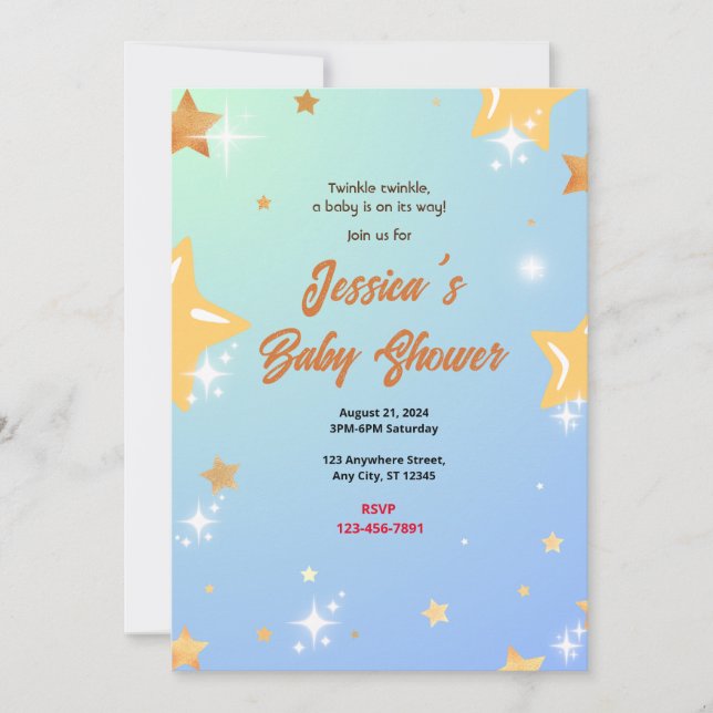 Star Baby Dusche Einladung (Vorderseite)