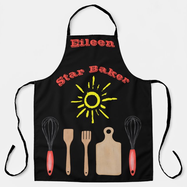 Star Baker mit bearbeitbaren Namen und Bildern Schürze (Vorderseite)