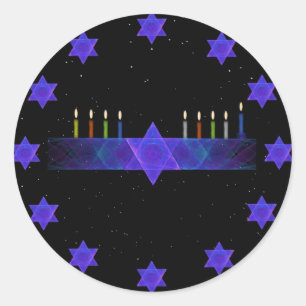 Star Bar Menorah Runder Aufkleber