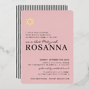 STAR Bat Mitzvah modern minimalistisch Paris rosa  Folieneinladung
