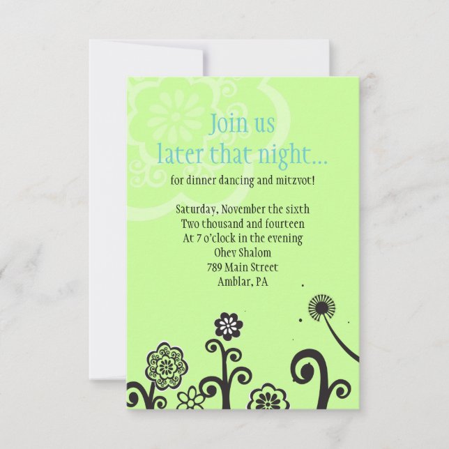 STAR BLUME Bat Mitzvah Empfang Party Card Einladung (Vorderseite)