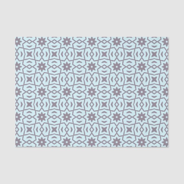 Star-Blume in Grau auf blass blauem Gewebe Seidenpapier (Vorderseite)