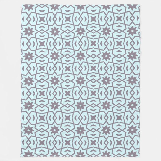 Star Blume Muster in Grau auf blass blau Fleecedecke (Vorderseite)