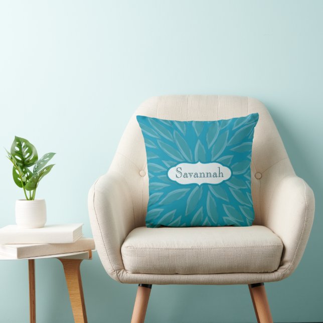 Star Burst Blume Aquamarin Bright Aqua Personalisi Kissen (Stuhl )