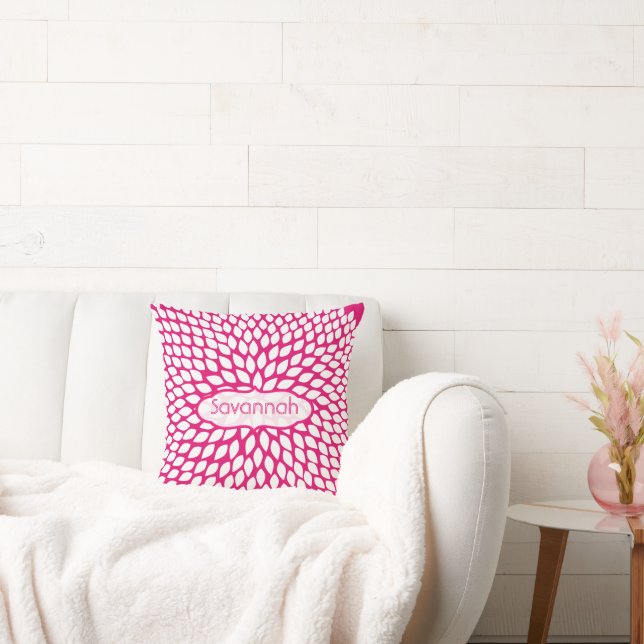 Star Burst Blume Girl Wirbel Fuchsia Pillow Kissen (Liege)