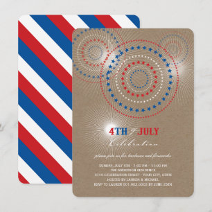 Star Bursts Feu d'artifice 4 juillet Invitation du