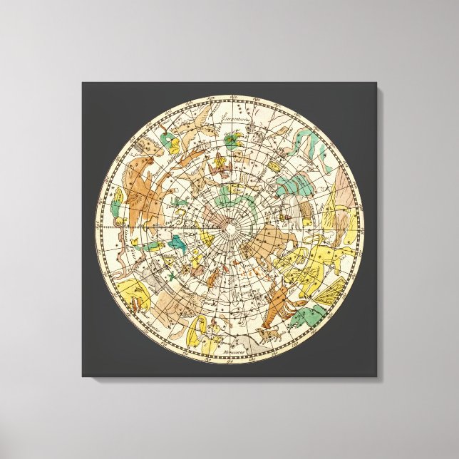 Star-Chart und Sternenkarte für den nördlichen Luf Leinwanddruck (Vorderseite)