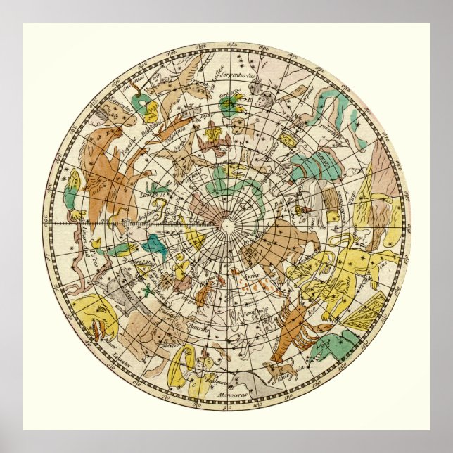 Star-Chart und Sternenkarte für den nördlichen Luf Poster (Vorne)