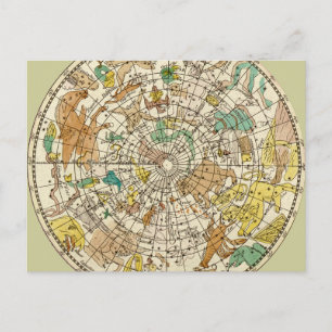 Star-Chart und Sternenkarte für den nördlichen Luf Postkarte
