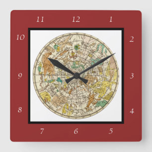 Star-Chart und Sternenkarte für den nördlichen Luf Quadratische Wanduhr