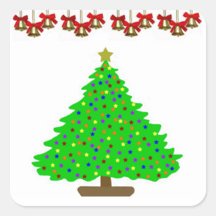 Star Christmas Tree Quadratischer Aufkleber