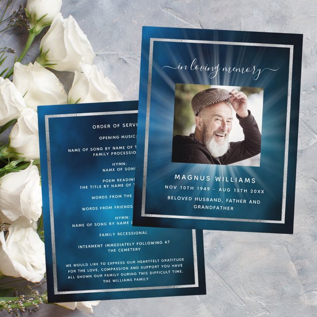 Star ciel bleu brillant photo programme funéraire (Créateur téléchargé)