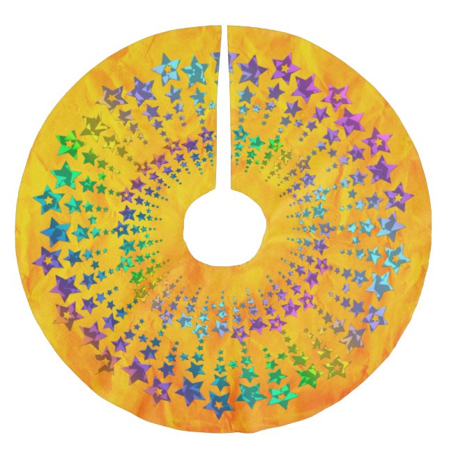 Star Circle farbige I + Ihr Backgr. Ideen Polyester Weihnachtsbaumdecke (Vorderseite)
