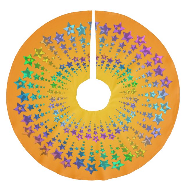 Star Circle farbige I + Ihr Backgr. Ideen Polyester Weihnachtsbaumdecke (Vorderseite)