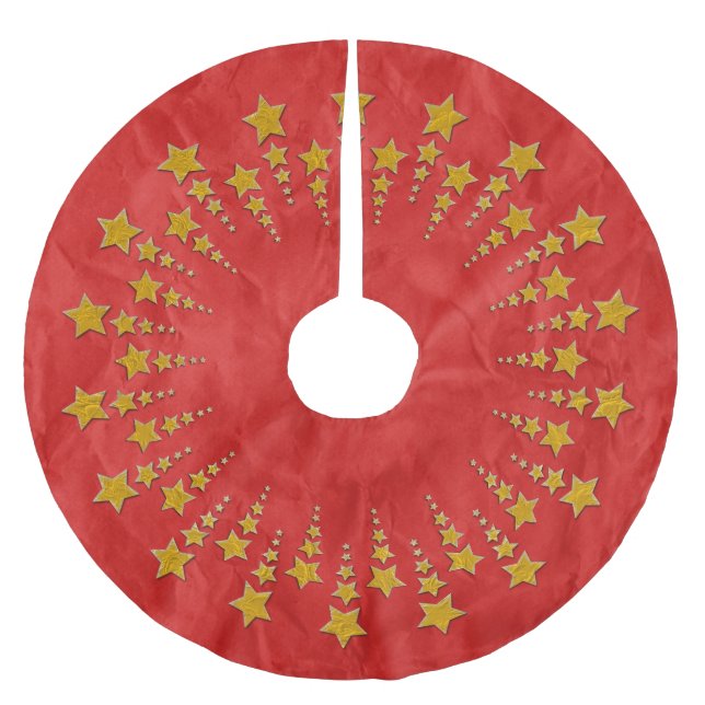 Star Circle Gold I + Ihr Backgr. Ideen Polyester Weihnachtsbaumdecke (Vorderseite)