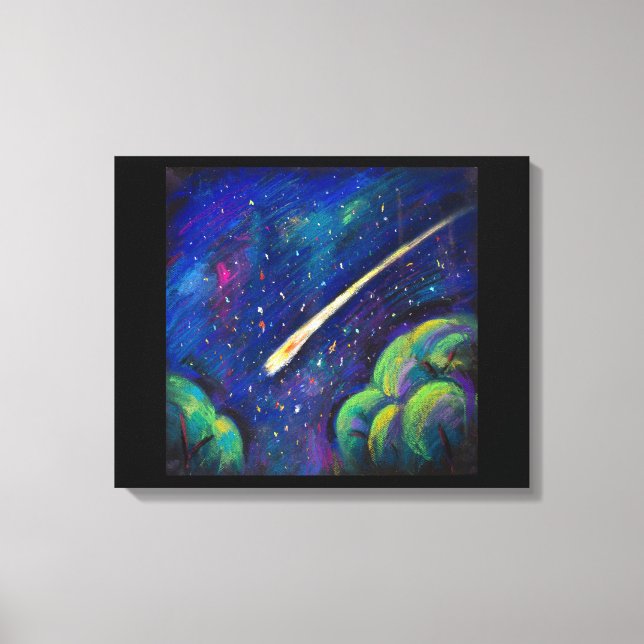 Star Comet Original Malerei Kunst Leinwanddruck (Vorderseite)